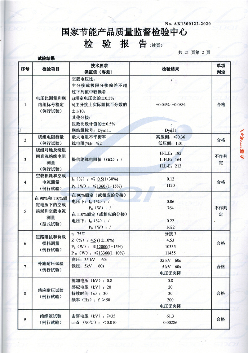 高低压试验报告-S11-1250沙依巴克沙依巴克沙依巴克油浸式变压器-2.jpg